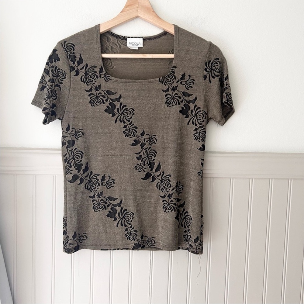 Vintage NICOLA Floral Short Sleeve Tee medium petite